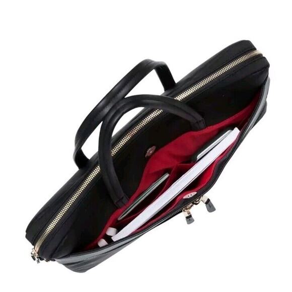 Knomo London Hanover 14in Laptop Briefcase Shoulder Work Bag Black 14x10x2 $227 - Picture 13 of 16